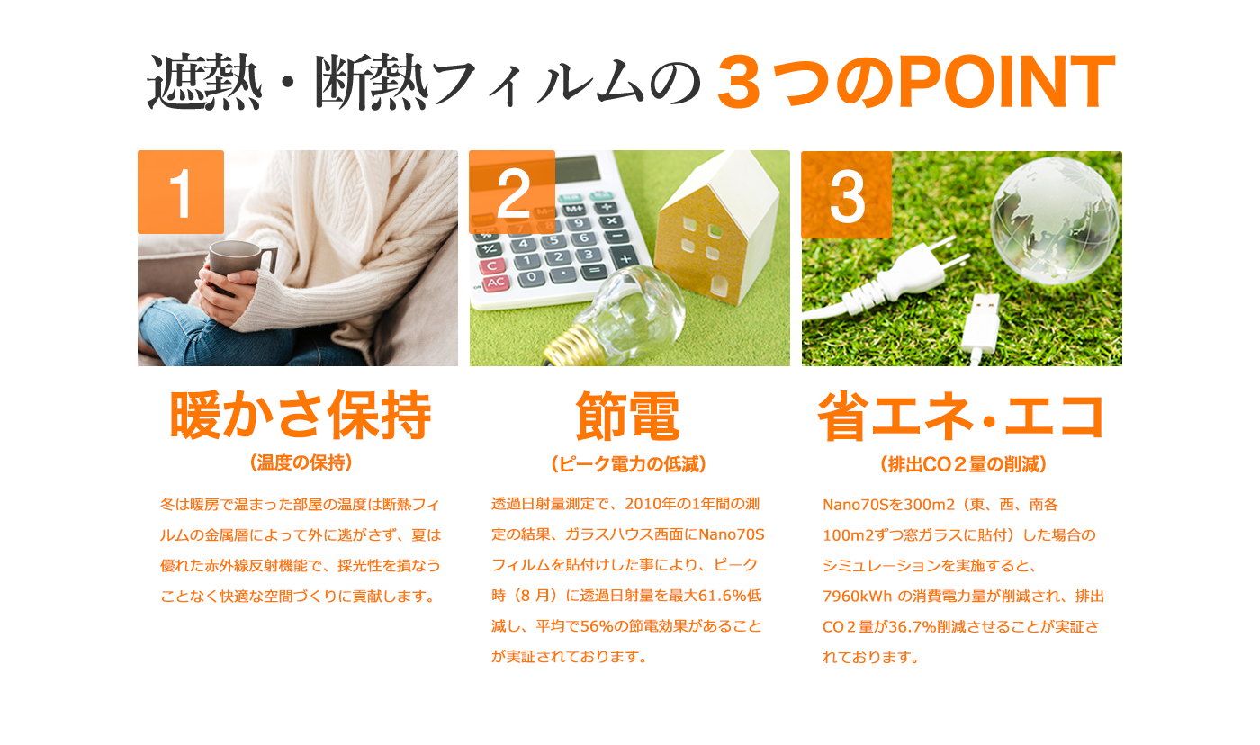 遮熱・断熱フィルムのPOINT